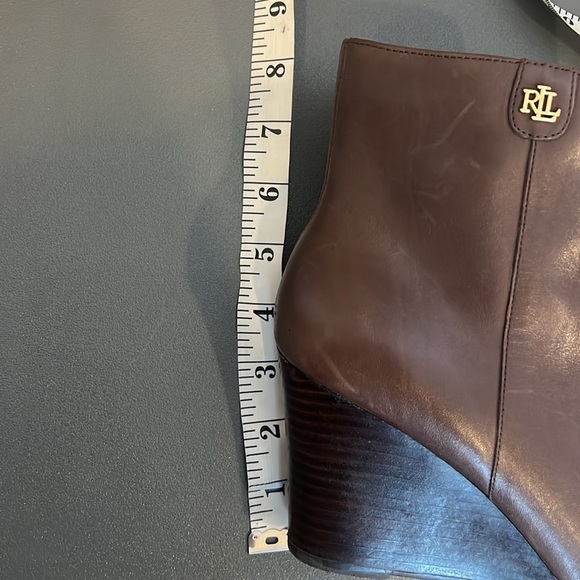 Ralph Lauren Shaley Brown Wedge Ankle Boots Size 8.5 - Picture 11 of 13